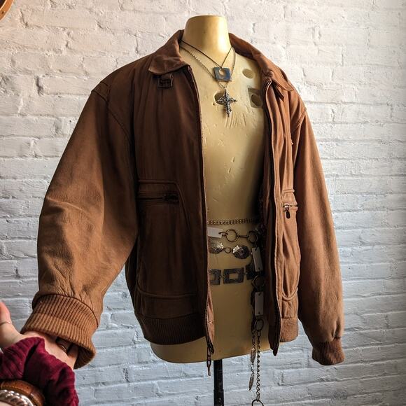 Free People Jackets & Blazers - Vintage Brown Genuine Leather Bomber Jacket Aviator Earthtone Pilot Neutral Coat
